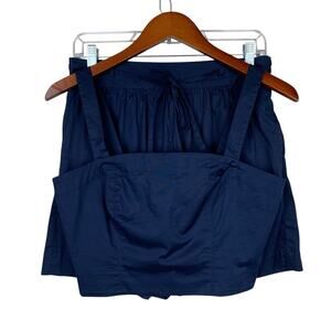 Jason Wu Cropped Top Shorts Set Blue Sleeveless Pockets Smocked Women's M